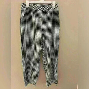 SHEIN High Rise Linen Black and White Plaid Pants